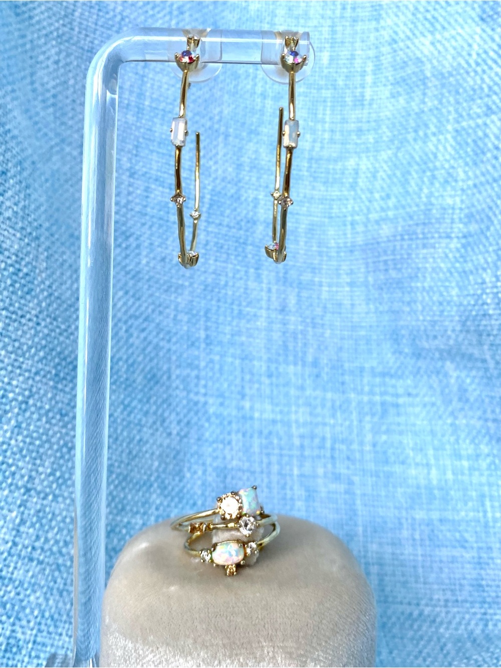 Gorjana Hudson ring set & matching Hoop Earrings